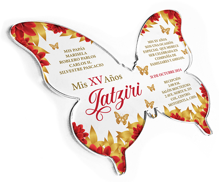 Mariposa acrilico invitaciones